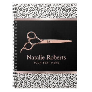 Cuaderno Rosa moderno Leopard Hair Stylist Gold Ssor
