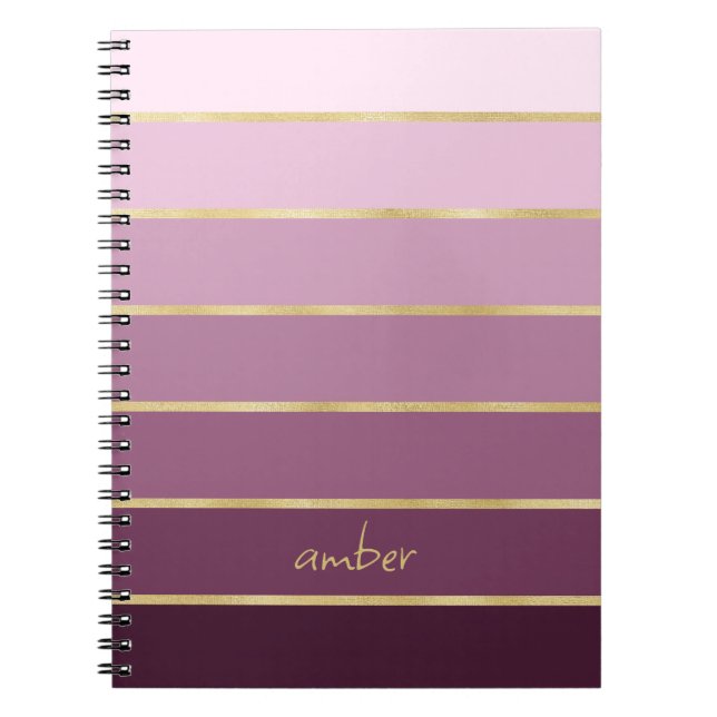 Cuaderno Rosa monocromático con personalización del oro (Frente)