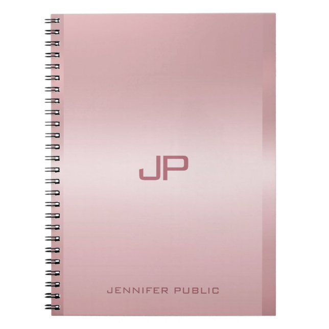 Cuaderno Rosa Monogramado de plantilla personalizada (Frente)