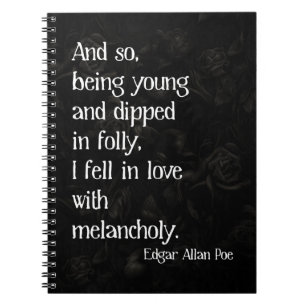 Cuaderno Rosa muerta gótica y cita de Poe