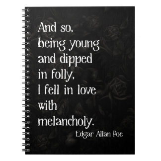 Cuaderno Rosa muerta gótica y cita de Poe