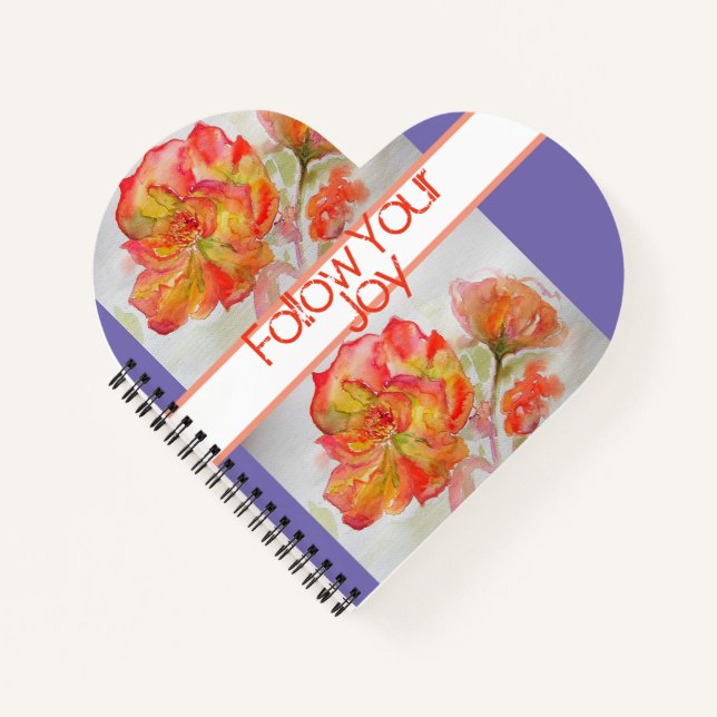 Cuaderno Rosa Naranja Floral Watercolor Siga Su Alegría (Anverso)