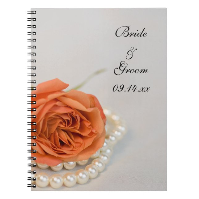 Cuaderno Rosa naranja y Boda de Perlas Blancas (Frente)