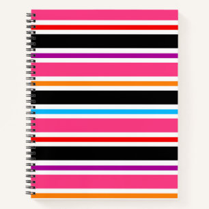 Cuaderno Rosa Negro Multicolor Colores Rayas