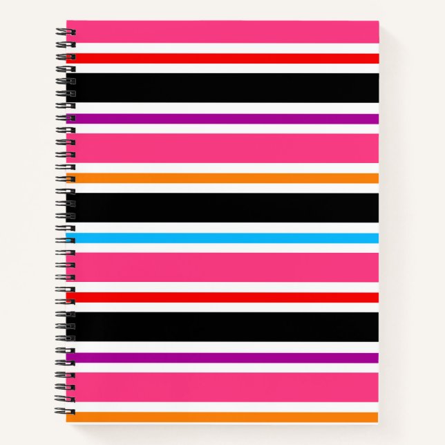 Cuaderno Rosa Negro Multicolor Colores Rayas (Anverso)