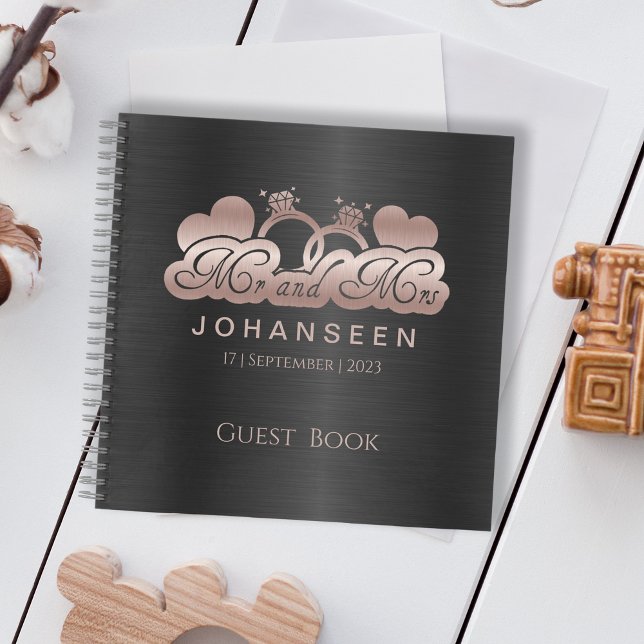 Cuaderno Rosa Negro Oro Sr. y bodas de la Sra. newlyweds (Subido por el creador)