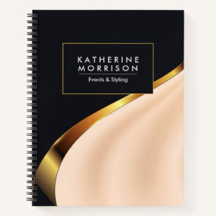 Cuaderno Rosa negro oro y Relieve metalizado