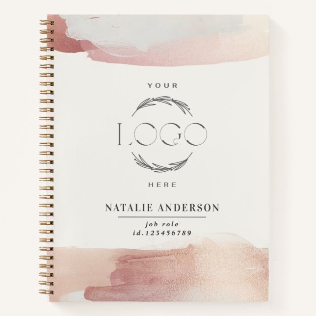 Cuaderno Rosa niña dorado rosado moderno elegante tu logo (Anverso)