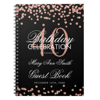 Cuaderno Rosa Oro 40 cumpleaños libro de invitados Confetti