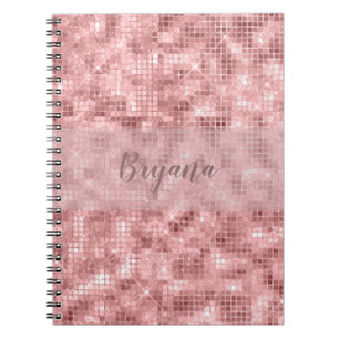 Cuaderno Rosa Oro Brillante de Lujo Rosa Chispeante Femenin