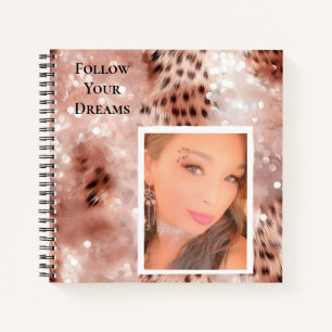 Cuaderno Rosa Oro Glitzy Leopardo Rosa Tu Foto