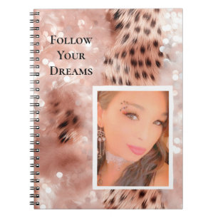 Cuaderno Rosa Oro Glitzy Leopardo Rosa Tu Foto
