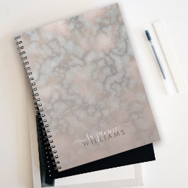 Cuaderno Rosa Oro Moderno y Mármol Elegante Gris