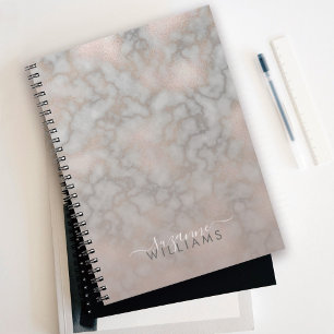 Cuaderno Rosa oro moderno y mármol elegante gris