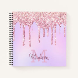 Cuaderno Rosa Oro Purpurina Dris Ombre Unicornio Monogramad