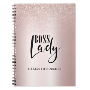 Cuaderno Rosa Oro Purpurina Rubor Jefe Lady Personalizado