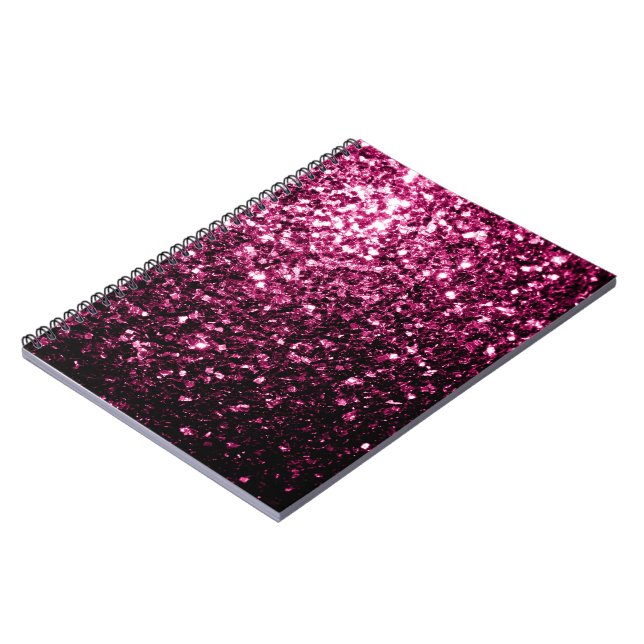 Cuaderno Rosa oscuro falso brillo brilla destellos (Lado Izquierdo)