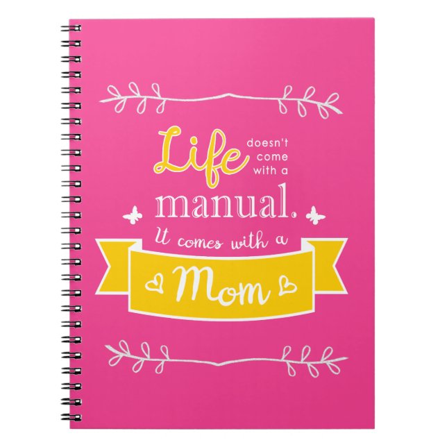 Cuaderno rosa para mamá con cita (Frente)