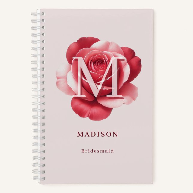Cuaderno Rosa personalizada para dama de honor elegante (Anverso)