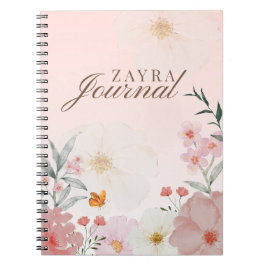 Cuaderno Rosa personalizado Blush Rosa Acuarela Floral Peon