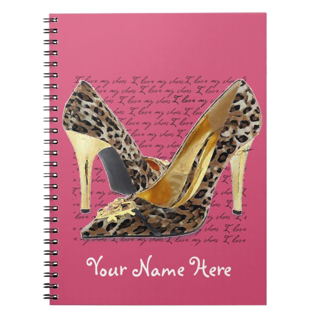 Cuaderno Rosa Personalizado con Tacones de Guepard (Frente)