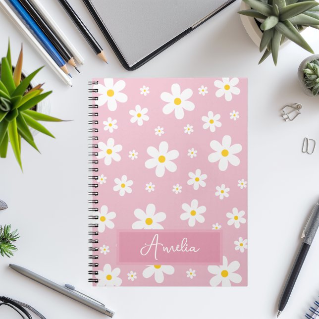 Cuaderno Rosa Personalizado Daisy Niñas Lindo (Subido por el creador)