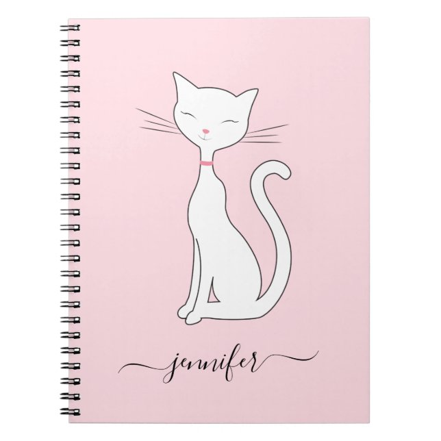 Cuaderno Rosa personalizado de gato corto (Frente)