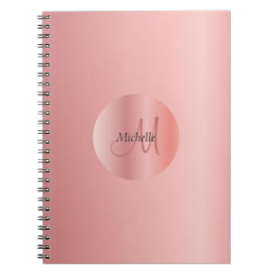 Cuaderno Rosa Personalizado de plantilla de monograma elega