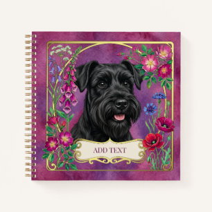 Cuaderno rosa personalizado de Schnauzer negro