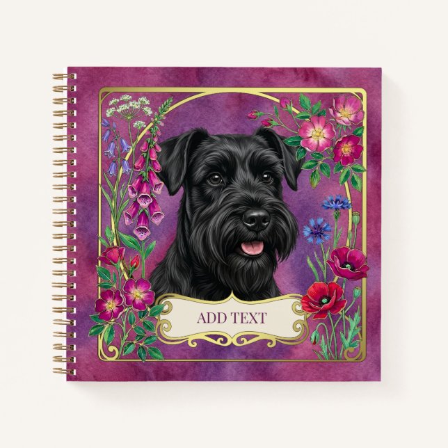 Cuaderno rosa personalizado de Schnauzer negro (Anverso)