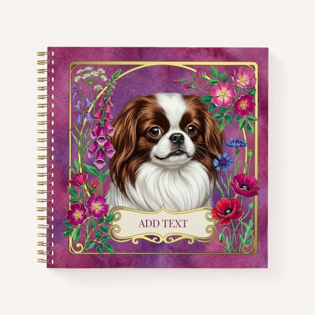 Cuaderno rosa personalizado del Chin Japonés (Anverso)
