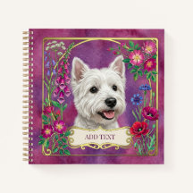 Cuaderno rosa personalizado del perro West Highlan