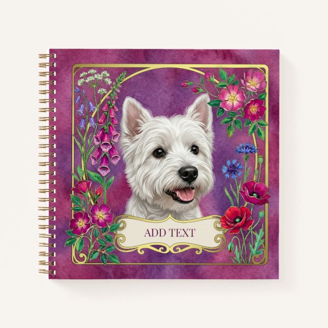 Cuaderno rosa personalizado del perro West Highlan (Anverso)