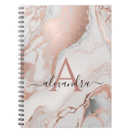 Cuaderno Rosa Personalizado inicial y nombre del monograma 