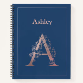 Cuaderno Rosa personalizado Monograma de oro inicial A