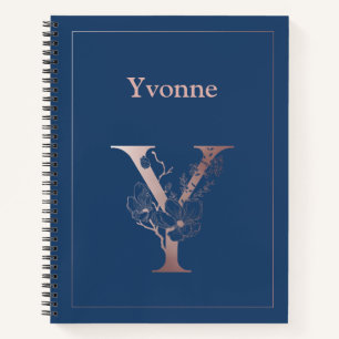 Cuaderno Rosa personalizado Monograma Gold Inicial Y