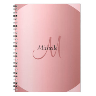 Cuaderno Rosa personalizado Monograma Oro Elegante Moderno