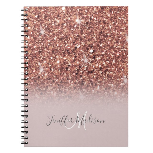 Cuaderno Rosa personalizado Purpurina de oro Drily Luxury (Frente)