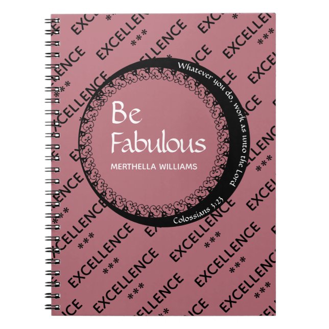 Cuaderno Rosa personalizado Rosa FABULOUS Motivacional (Frente)