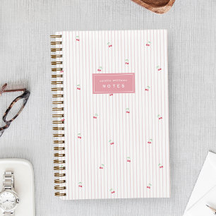 Cuaderno Rosa   Pinstripe Personalizado de Cereza Dispersa