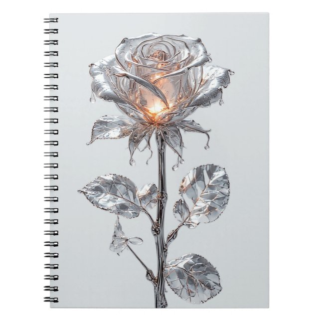 Cuaderno Rosa Plateada Luminosa Metálica (Frente)