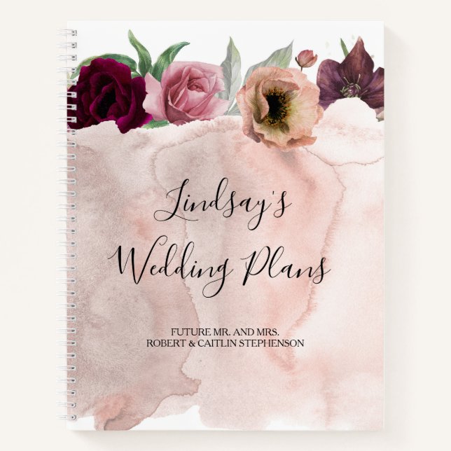 Cuaderno Rosa polvoriento y Boda romántico borgoñés (Anverso)