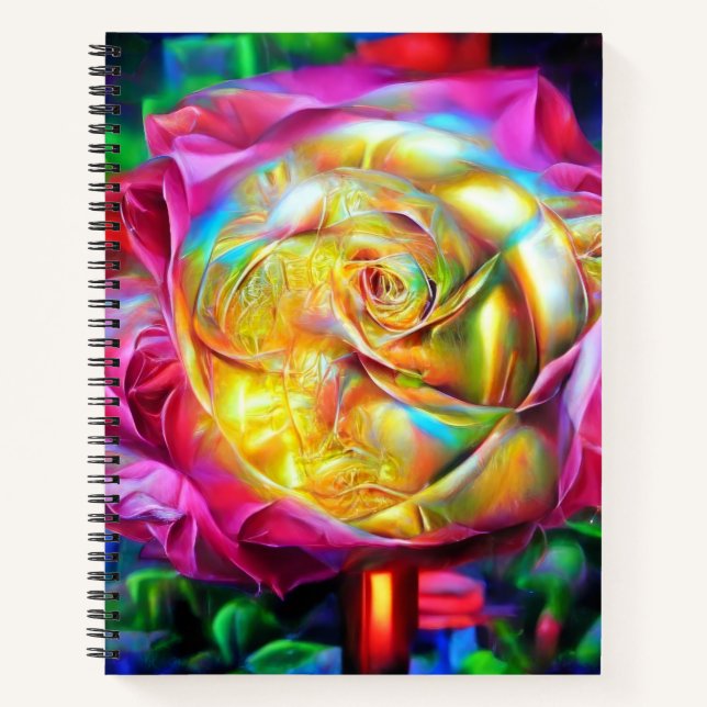 Cuaderno Rosa psicodélico arcoiris (Anverso)