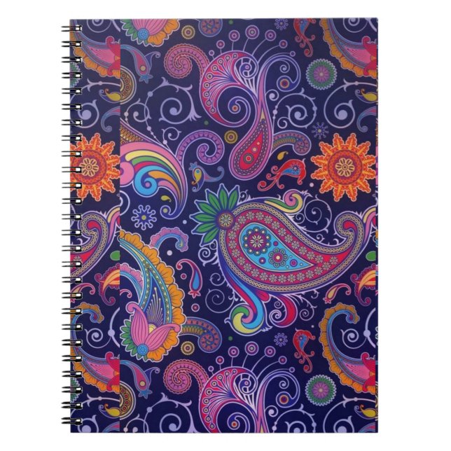 Cuaderno Rosa púrpura paisley (Frente)