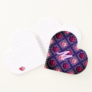 Cuaderno Rosa Púrpura Romántica Monograma Amor