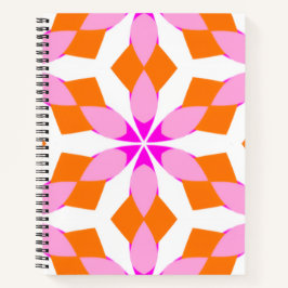 Cuaderno Rosa Púrpura y Naranja Floral Geométrico