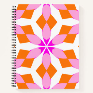 Cuaderno Rosa Púrpura y Naranja Floral Geométrico