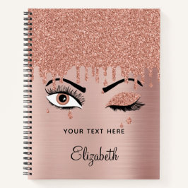 Cuaderno Rosa Purpurina de goteo de ojecillos rosados de or
