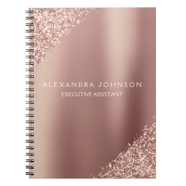 Cuaderno Rosa Purpurina de oro | Purpurina de espuma rosa d (Frente)