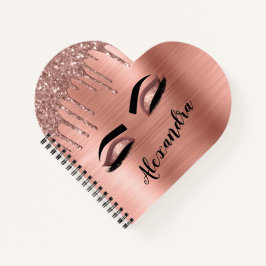 Cuaderno Rosa Purpurina dorado Esparkle Eyelashes Monograma